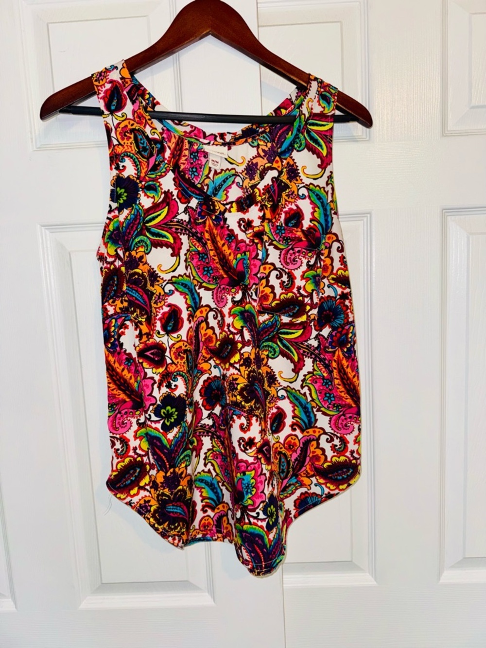 Merona Paisley Floral Tank Top Multicolor Boho Sleeveless Blouse Size M